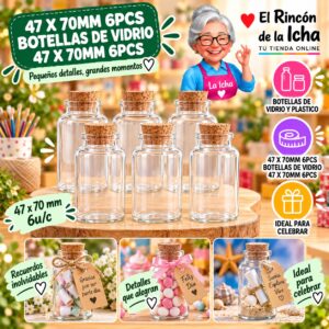 47 X 70mm 6pcs Botellas De Vidrio 47 X 70mm 6pcs Feliz