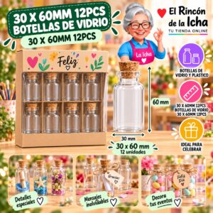 30 X 60mm 12pcs Botellas De Vidrio 30 X 60mm 12pcs Feliz