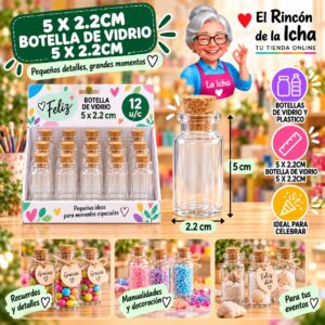 5 X 2.2cm Botella De Vidrio 5 X 2.2cm Feliz