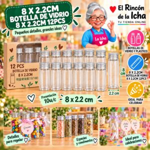 8 X 2.2cm Botella De Vidrio 8 X 2.2cm 12pcs Feliz