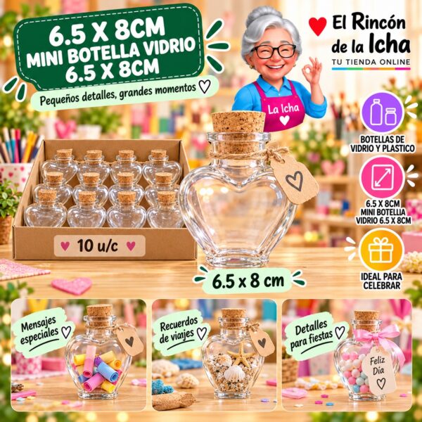 6.5 X 8cm Mini Botella Vidrio 6.5 X 8cm Feliz