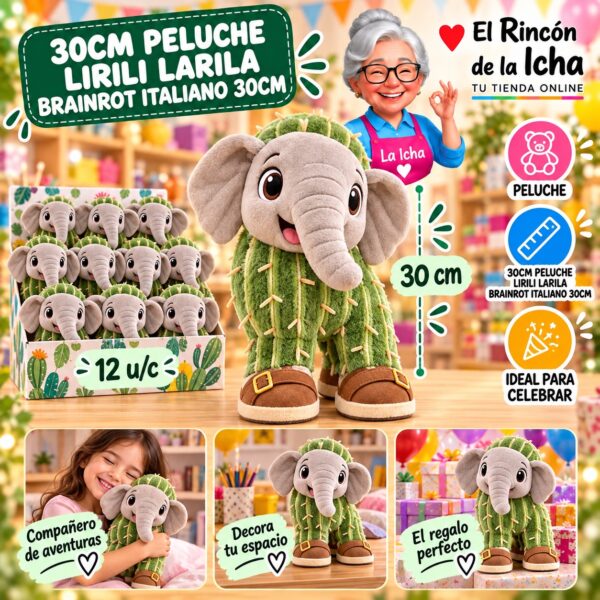 RI-0010997 30cm Peluche Lirili Larila Brainrot Italiano 30cm Feliz