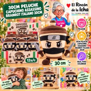 RI-0011001 30cm Peluche Capuchino Assassino Brainrot Italiano 30cm Feliz