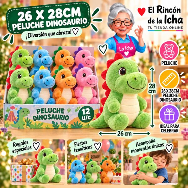 26 X 28cm Peluche Dinosaurio Feliz