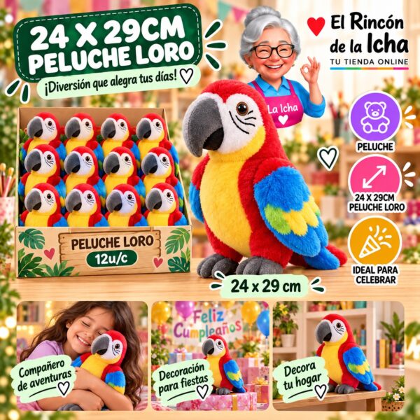 24 X 29cm Peluche Loro Feliz