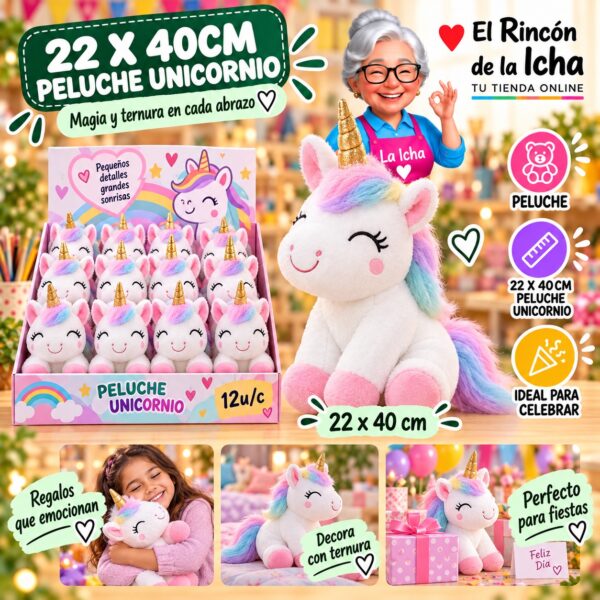 22 X 40cm Peluche Unicornio Feliz
