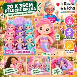 RI-0011017 20 X 35cm Peluche Sirena Feliz