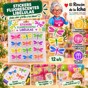 RI-0011029 Stickers Fluorescentes Libélulas Feliz