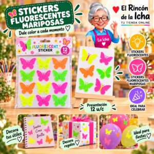 RI-0011030 Stickers Fluorescentes Mariposas Feliz Ref. 132247