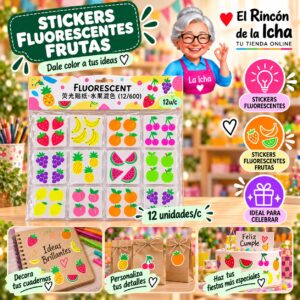 RI-0011032 Stickers Fluorescentes Frutas Feliz