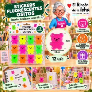 RI-0011033 Stickers Fluorescentes Ositos Feliz