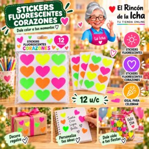 RI-0011036 Stickers Fluorescentes Corazones Feliz