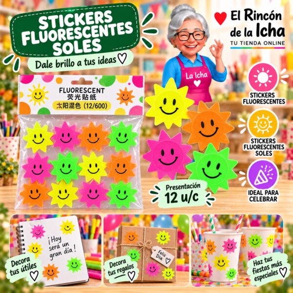 Stickers Fluorescentes Soles Feliz