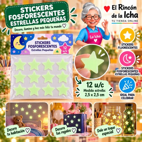 RI-0011038 Stickers Fosforescentes Estrellas Pequeñas Feliz