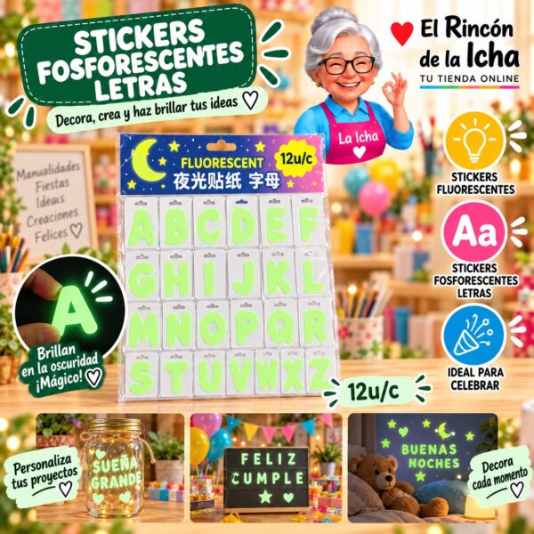 Stickers Fosforescentes Letras Feliz