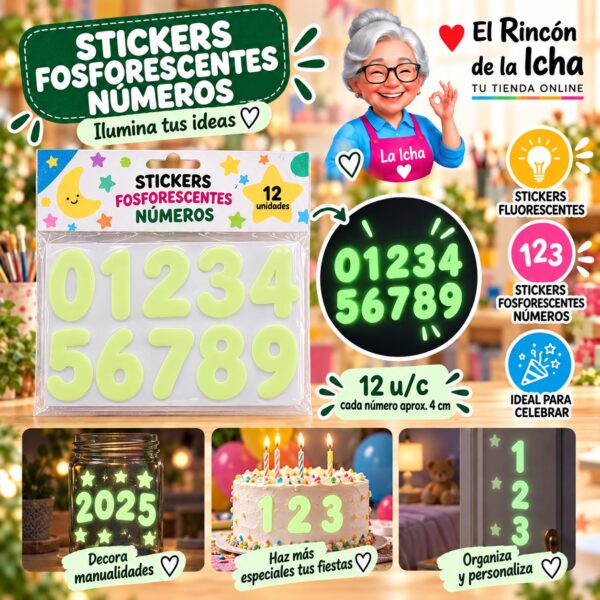 Stickers Fosforescentes Números Feliz