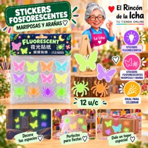 RI-0011048 Stickers Fosforescentes Mariposas Y Arañas Feliz