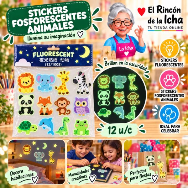 Stickers Fosforescentes Animales Feliz