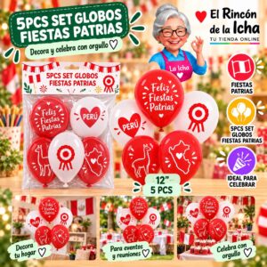 RI-0011061 5pcs Set Globos Fiestas Patrias Feliz Ref. 420120