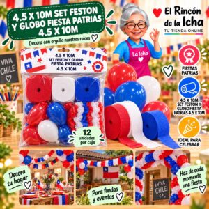 RI-0011064 4.5 X 10m Set Feston Y Globo Fiesta Patrias 4.5 X 10m Feliz