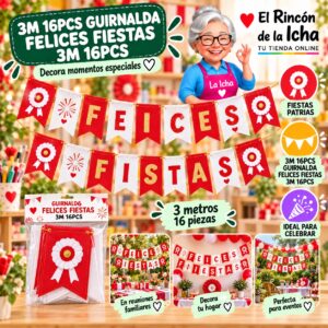 RI-0011066 3m 16pcs Guirnalda Felices Fiestas 3m 16pcs Feliz