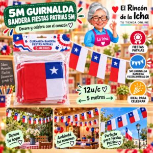 RI-0011069 5m Guirnalda Bandera Fiestas Patrias 5m Feliz