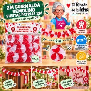 RI-0011072 2m Guirnalda Remolino Fiestas Patrias 2m Feliz