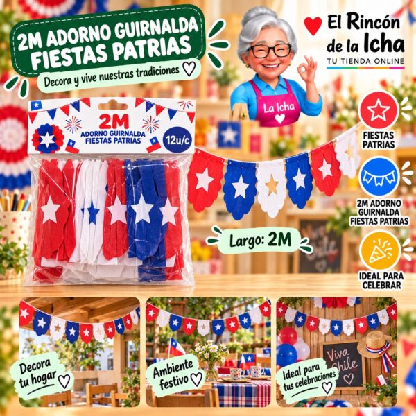 2m Adorno Guirnalda Fiestas Patrias Feliz Ref. 420042