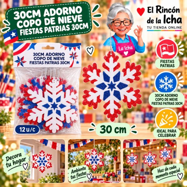 RI-0011076 30cm Adorno Copo De Nieve Fiestas Patrias 30cm Feliz