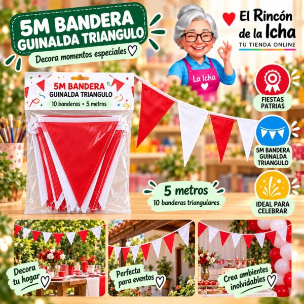 5m Bandera Guinalda Triangulo Feliz