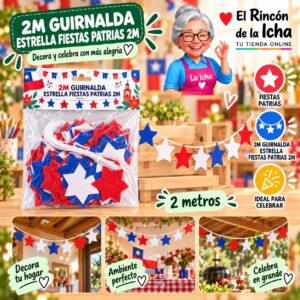 RI-0011082 2m Guirnalda Estrella Fiestas Patrias 2m Feliz