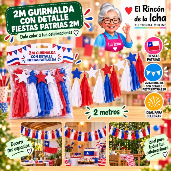 RI-0011084 2m Guirnalda Con Detalle Fiestas Patrias 2m Feliz