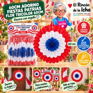 RI-0011085 60cm Adorno Fiestas Patrias Flor Tricolor 60cm Feliz
