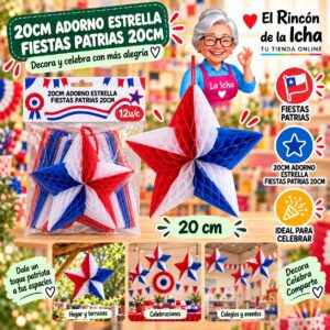 RI-0011087 20cm Adorno Estrella Fiestas Patrias 20cm Feliz