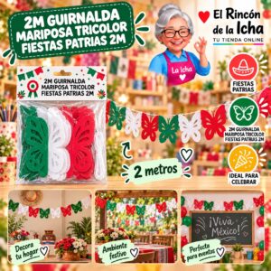 RI-0011089 2m Guirnalda Mariposa Tricolor Fiestas Patrias 2m Feliz