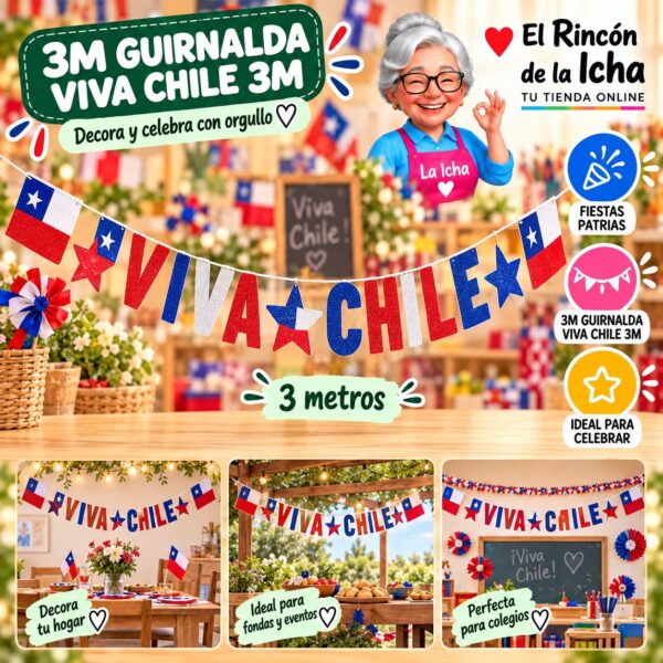 RI-0011095 3m Guirnalda Viva Chile 3m Feliz Ref. 420083