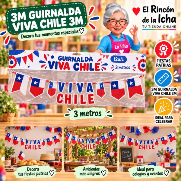 RI-0011097 3m Guirnalda Viva Chile 3m Feliz Ref. 420089