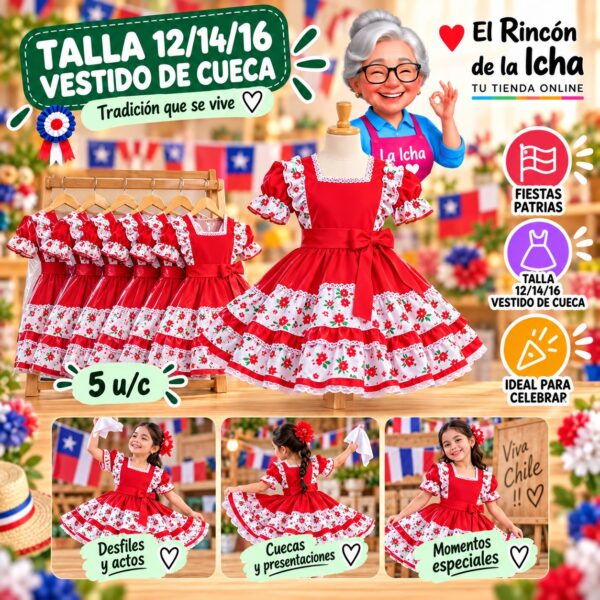 RI-0011108 Talla 12/14/16 Vestido De Cueca Feliz Ref. 420202