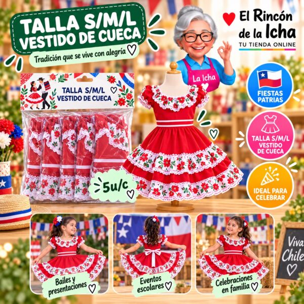 Talla S/M/L Vestido De Cueca Feliz