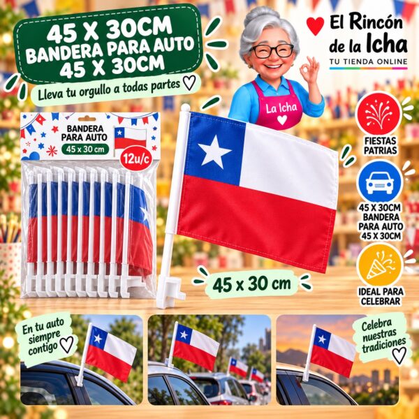 45 X 30cm Bandera Para Auto 45 X 30cm Feliz