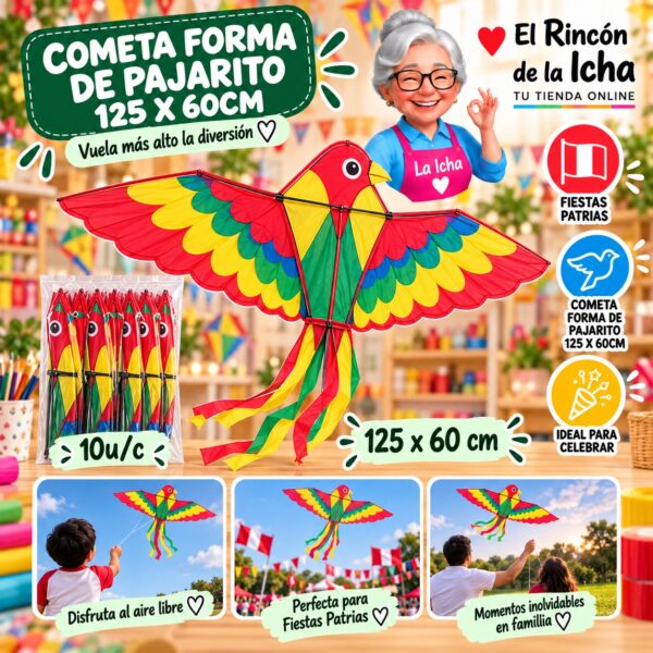 Cometa Forma De Pajarito 125 X 60cm Feliz