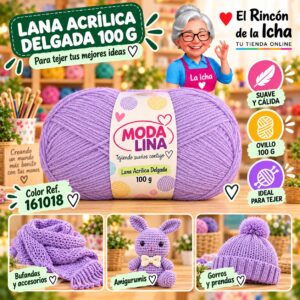 RI-ML-00010 Lana Acrílica Delgada Moda Lina 100 g Color Ref. 161018