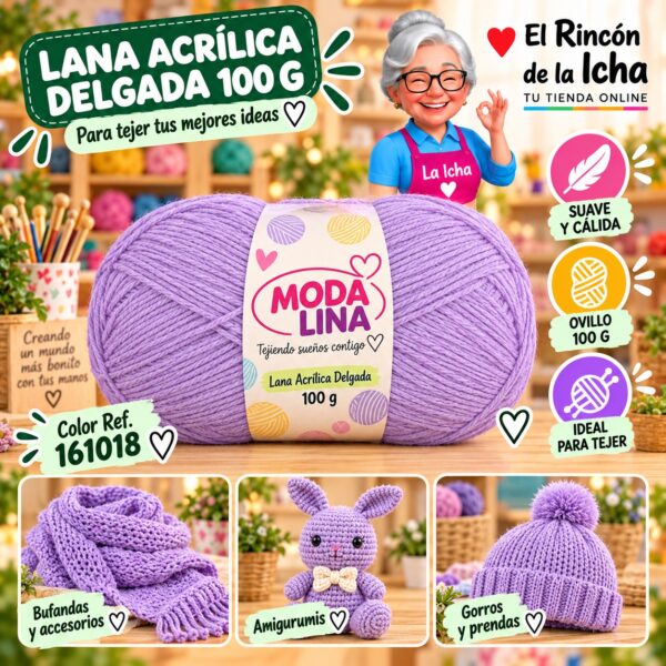 RI-ML-00010 Lana Acrílica Delgada Moda Lina 100 g Color Ref. 161018