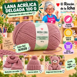 RI-ML-00014 Lana Acrílica Delgada Moda Lina 100 g Color Ref. 161028