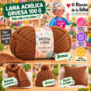 RI-ML-00019 Lana Acrílica Gruesa Moda Lina 100 g Bronce