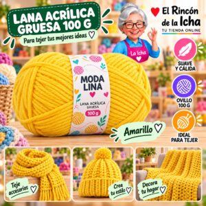 RI-ML-00020 Lana Acrílica Gruesa Moda Lina 100 g Amarillo