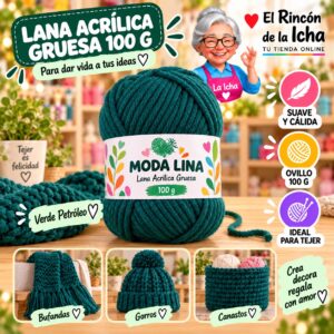 RI-ML-00025 Lana Acrílica Gruesa Moda Lina 100 g Verde Petróleo