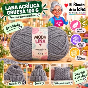 RI-ML-00026 Lana Acrílica Gruesa Moda Lina 100 g Gris Medio