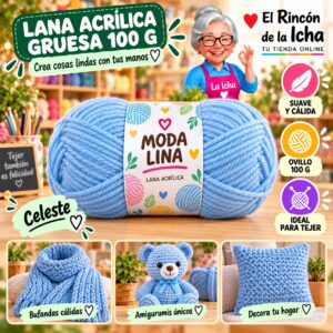 RI-ML-00027 Lana Acrílica Gruesa Moda Lina 100 g Celeste