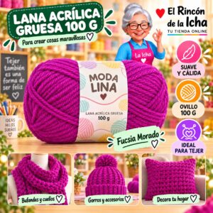 RI-ML-00030 Lana Acrílica Gruesa Moda Lina 100 g Fucsia Morado